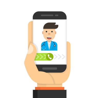 cep telefonu ile doktora çağrı vektör Illustration