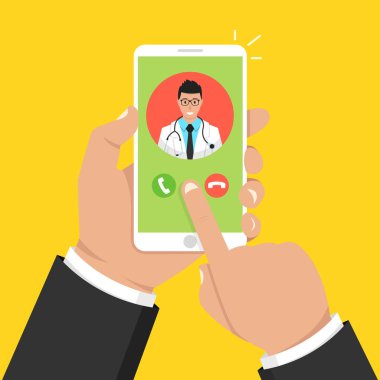 cep telefonu ile doktora çağrı vektör Illustration