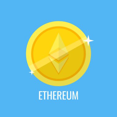 vector illustration of golden etherum coin logo clipart