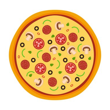 İtalyan pizza vektör çizim yakın çekim