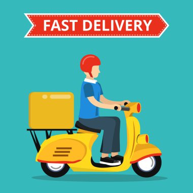 hızlı moto teslimat kavramı vektör illüstrasyon
