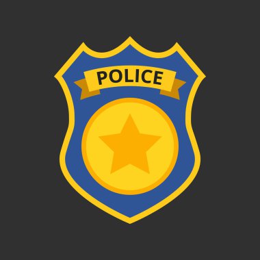 siyah arka plan üzerinde polis rozeti vektör Illustration