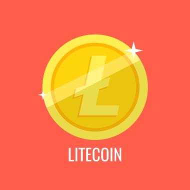 altın litecoin sikke logosu vektör illüstrasyon