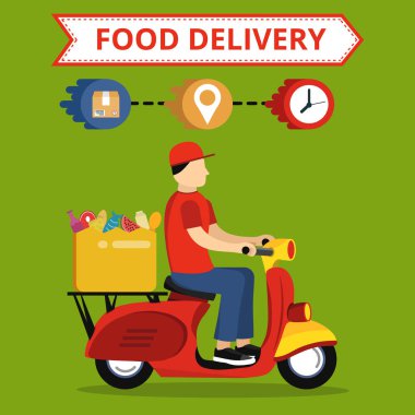 hızlı moto teslimat kavramı vektör illüstrasyon