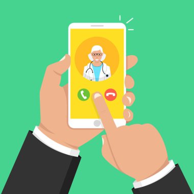 cep telefonu ile doktora çağrı vektör Illustration