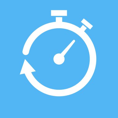 Vektör çizim basit kronometre simgesinin üzerinde mavi arka plan