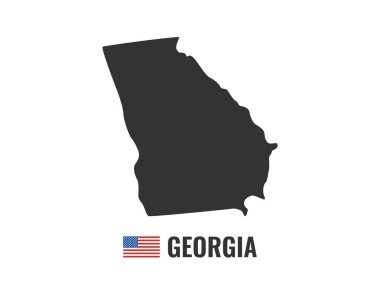 Georgia Haritası Beyaz arka plan siluet izole. Gürcistan USA eyaleti. Amerikan bayrağı. Vektör Illustration