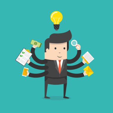 Çoklu görev iş işadamı vektör illüstrasyon