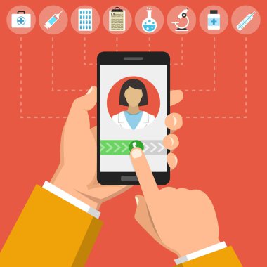 cep telefonu ile doktora çağrı vektör Illustration