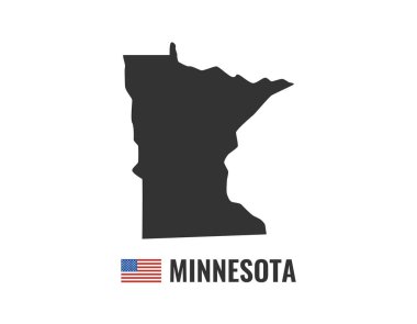 Minnesota harita beyaz arka plan siluet izole. Minnesota ABD devlet. Amerikan bayrağı. Vektör Illustration