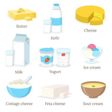 süt ürünlerinin vektör illüstrasyon