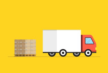 teslimat kamyon ve kutuları vektör illüstrasyon