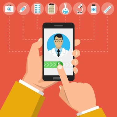 cep telefonu ile doktora çağrı vektör Illustration