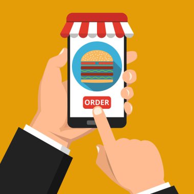 sipariş fast food online kavramı vektör illüstrasyon