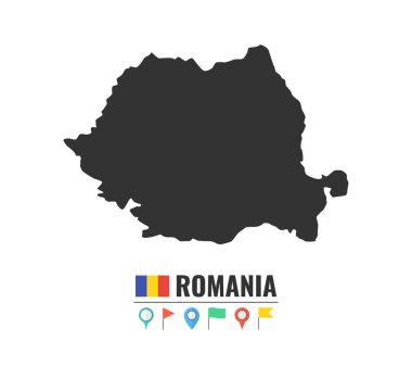 Yüksek Detaylı vektör harita Romanya. Beyaz arka plan üzerinde düz vektör çizim. 