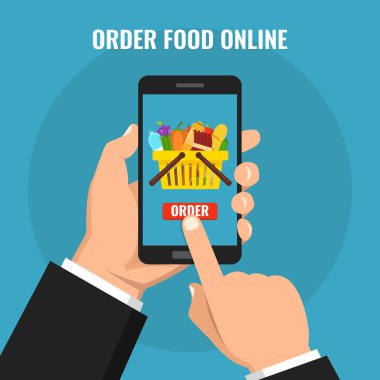 sipariş gıda online kavramı vektör illüstrasyon