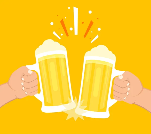 Δύο Χέρια Που Κρατούν Ποτήρια Μπίρας Έννοια Του Φεστιβάλ Μπύρας — Διανυσματικό Αρχείο