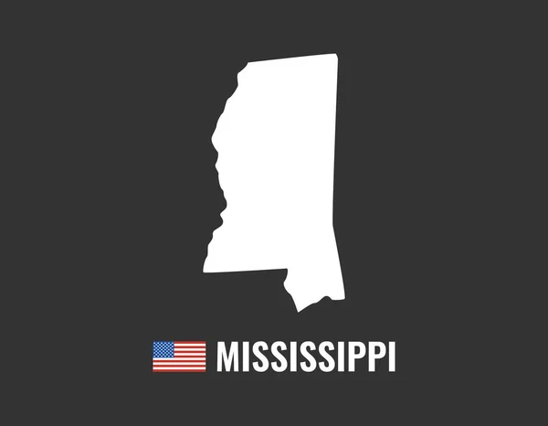 Mississippi Térkép Izolált Fekete Háttér Sziluett Mississippi Amerikai Állam Amerikai — Stock Vector