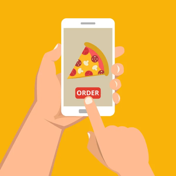 Vector Illustration Order Pizza Online Concept — Stock Vector