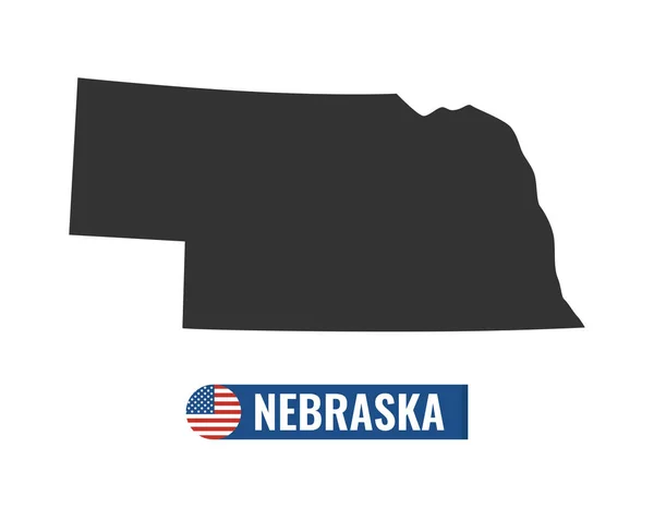 Nebraska Térkép Elszigetelt Fehér Háttér Sziluettje Nebraska Usa Állam Amerikai — Stock Vector