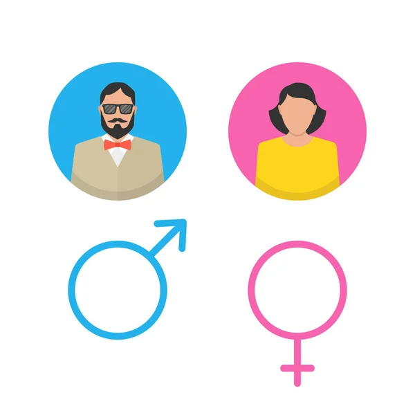 Mannelijke Vrouwelijke Icon Set Man Vrouw Gebruiker Avatar Vector Platte — Stockvector