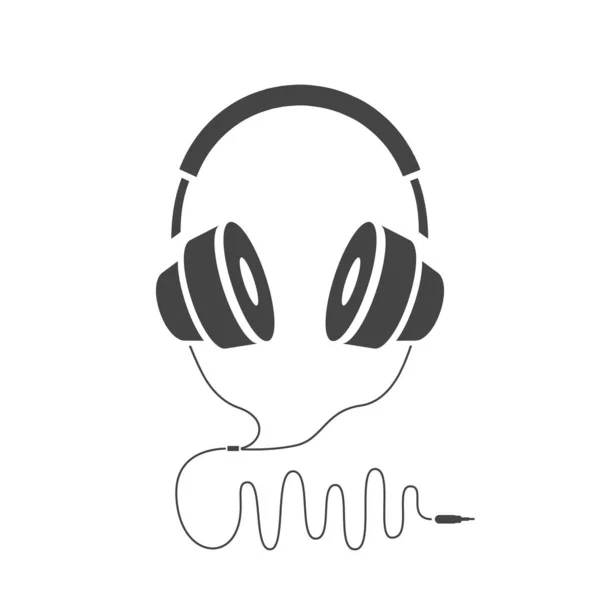 Μαύρα Ακουστικά Επίπεδη Στυλ Απεικόνιση Διανυσματικών Φορέων — Διανυσματικό Αρχείο