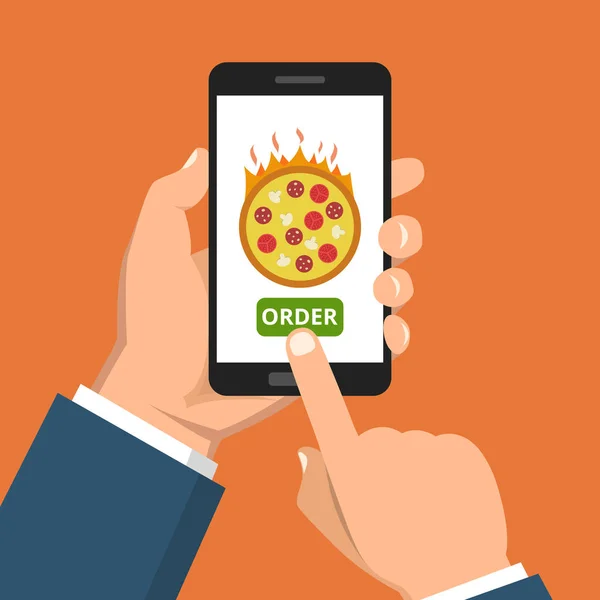 Ilustracja Koncepcja Pizza Online Rozkaz Wektor — Wektor stockowy