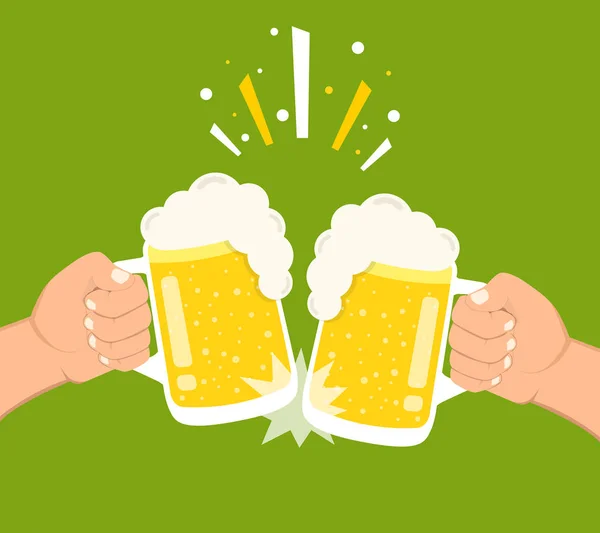 Deux Mains Tenant Des Verres Bière Concept Festival Bière Style — Image vectorielle