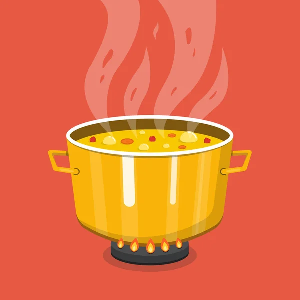 Векторная Иллюстрация Кипящего Супа Кастрюле — стоковый вектор