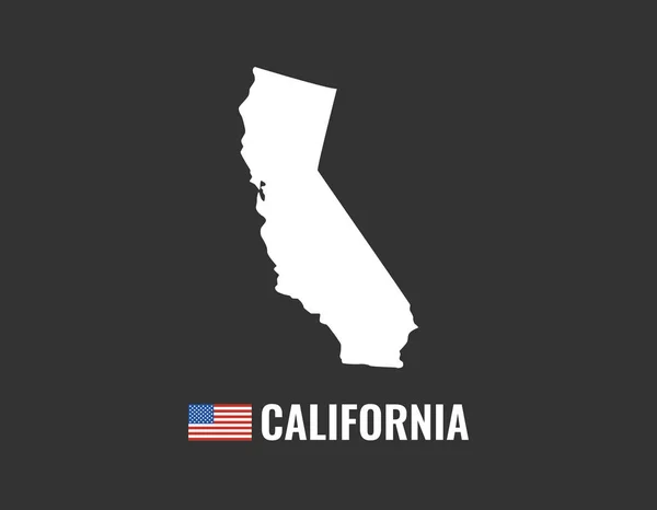 Mapa Kalifornie Izolované Černém Pozadí Silueta Stát Kalifornie Usa Americká — Stockový vektor
