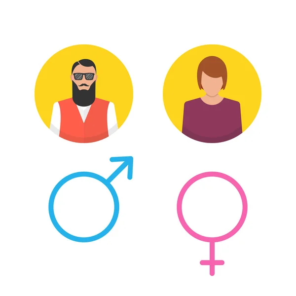 Mannelijke Vrouwelijke Icon Set Man Vrouw Gebruiker Avatar Vector Platte — Stockvector