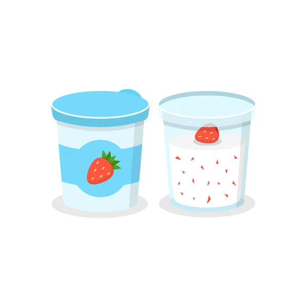 Vektorillustration Von Erdbeerjoghurt — Stockvektor
