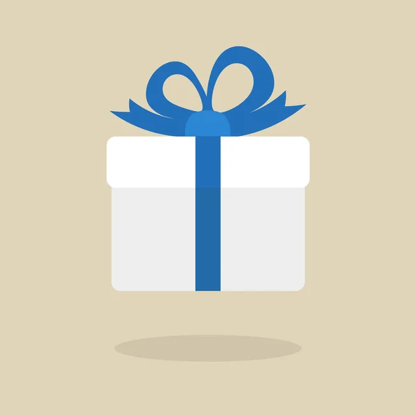 white present with bow for the holiday or birthday. Gift box Vector icon