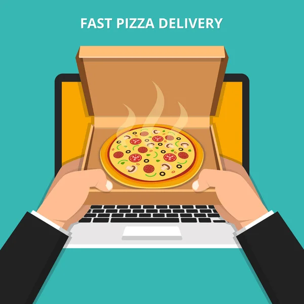 Vector Illustratie Van Online Pizza Delivery Concept — Stockvector