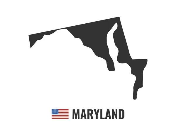 Maryland Map Isolated White Background Silhouette Maryland Usa State American — Stock Vector