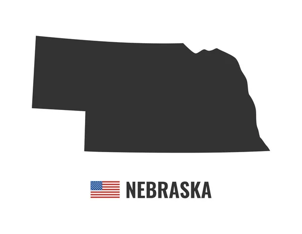Nebraska Térkép Elszigetelt Fehér Háttér Sziluettje Nebraska Usa Állam Amerikai — Stock Vector