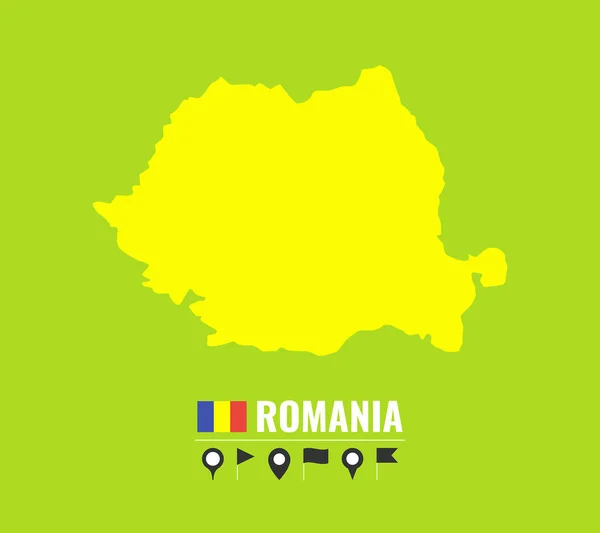 Υψηλής Λεπτομερείς Διανυσματικό Χάρτη Της Ρουμανίας Επίπεδη Διανυσματικά Εικονογράφηση Πράσινο — Διανυσματικό Αρχείο