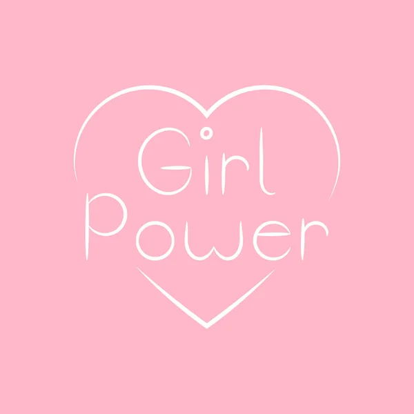 Vektor Ilustrasi Dari Gadis Merah Muda Kekuatan Poster Dengan Hati - Stok Vektor