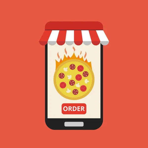 Illustrazione Vettoriale Del Concetto Fast Food Online Con Smartphone — Vettoriale Stock