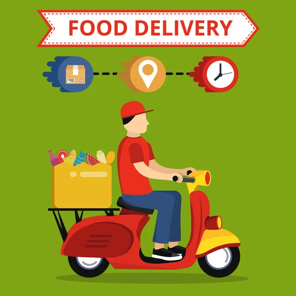 Vector Illustration Fast Moto Delivery Concept — Stock Vector