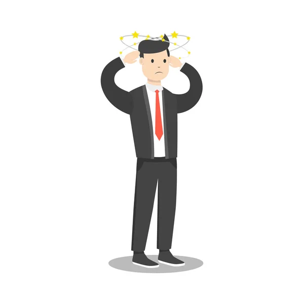 Ilustracja Wektorowa Biznesmen Bólem Głowy — Wektor stockowy