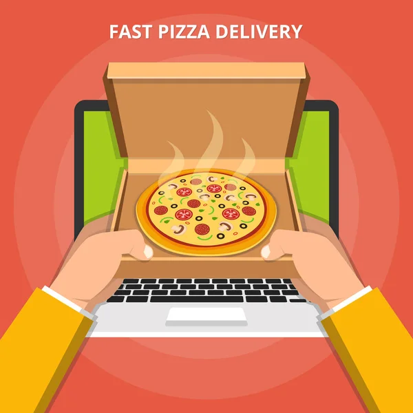 Vektorová Ilustrace Konceptu Online Dodávky Pizzy — Stockový vektor