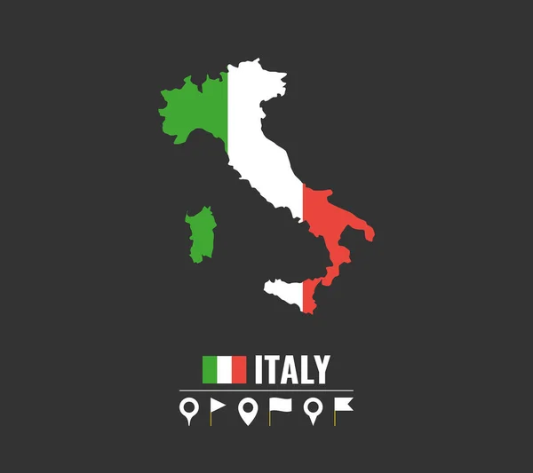 High Detailed Vector Map Italy Flat Vector Illustration Black Background — Stock Vector