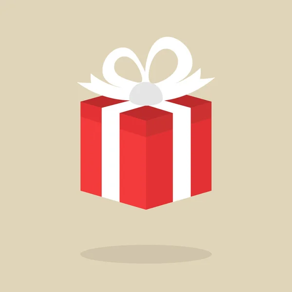 Red Present Bow Holiday Birthday Gift Box Vector Icon — Stock Vector