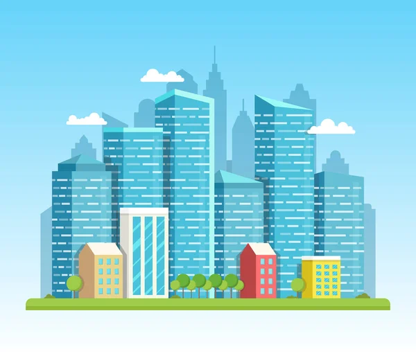 Vector Ilustración Del Horizonte Ciudad — Vector de stock