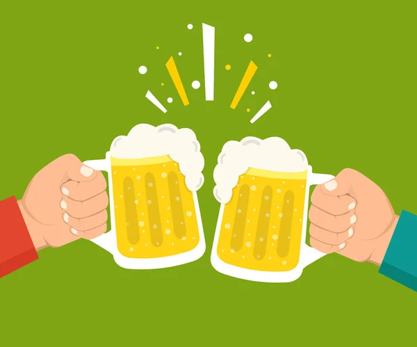 Δύο Χέρια Που Κρατούν Ποτήρια Μπίρας Έννοια Του Φεστιβάλ Μπύρας — Διανυσματικό Αρχείο