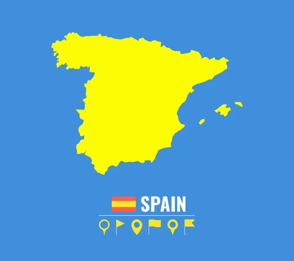 Carte Vectorielle Jaune Détaillée Espagne Illustration Vectorielle Plate Sur Fond — Image vectorielle