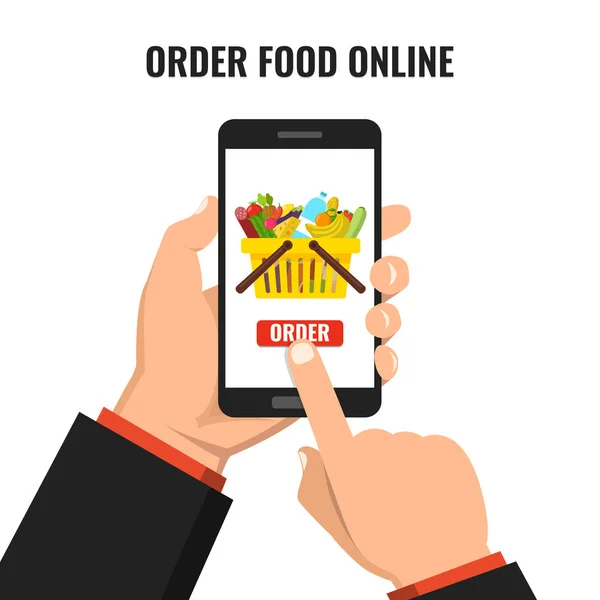 Sipariş Gıda Online Kavramı Vektör Illüstrasyon — Stok Vektör
