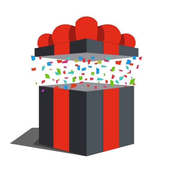 Schwarz Geöffnetes Geschenk Für Den Feiertag Oder Geburtstag Geschenkbox — Stockvektor