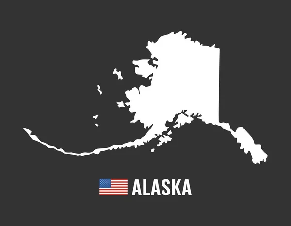 Alaska Mapa Izolované Černém Pozadí Silueta Stát Aljaška Usa Americká — Stockový vektor